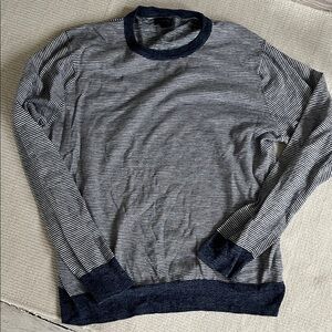 J. Crew Navy & White Striped Crewneck Sweater